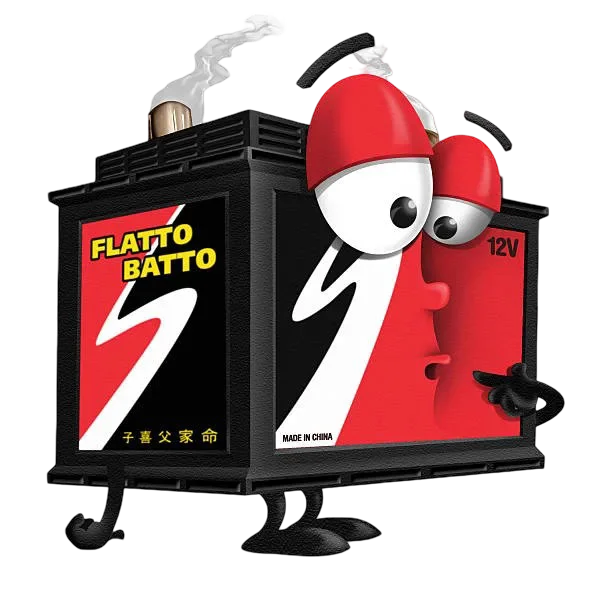 A close up of a cartoon character holding a battery.